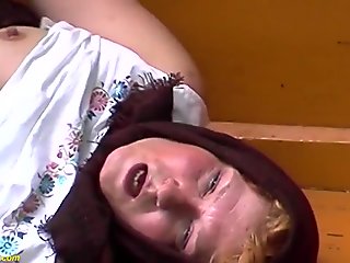 unshaved grandma outdoor fucked by a young fellow